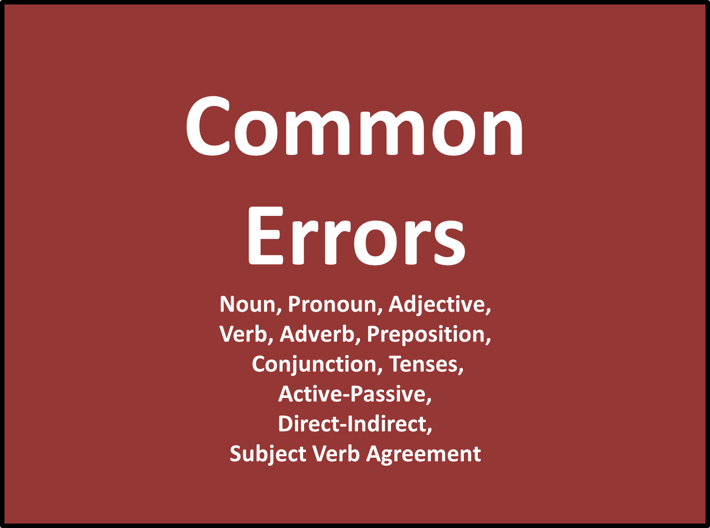 Common Errors in English